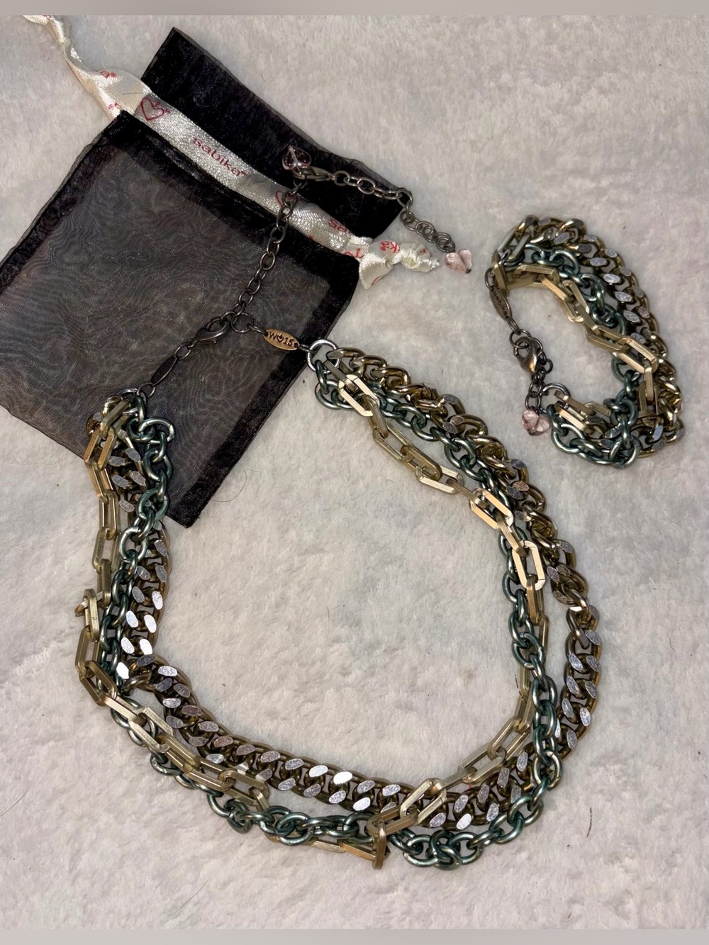 SABIKA Multi Row Chain Necklace & Bracelet Set